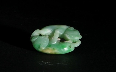 Chinese Jadeite Toggle with Double Badgers, 19th
