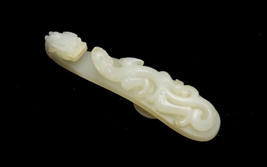 Chinese White Jade Dragon Hook, Ming