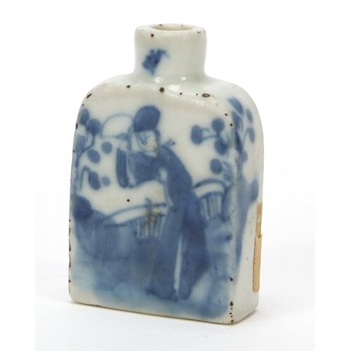 Chinese blue and white porcelain snuff bottle, hand painted ...