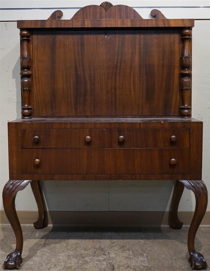 Chippendale Style Mahogany Plantation Style Desk, H: 55; W: 37; D: 21 in