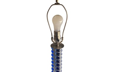 Chromed Steel and Cobalt Marble Art Deco Lamp