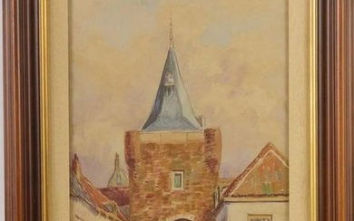 City gate in Elburg, watercolor 42x27 cm