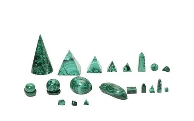 Collection of Various Malachite Desk Articles.