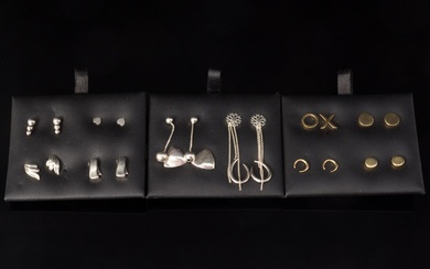 Collection of sterling silver and gold-plated sterling silver earrings (12)