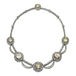 Coloured diamond and diamond necklace, second half of the 19th century