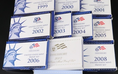 Complete Collection of Eleven Different Modern U.S. Proof Sets from 1999-2009
