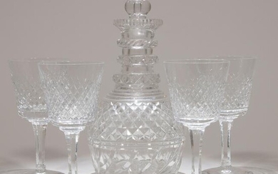 Crystal Glass Decanter & Four Glasses