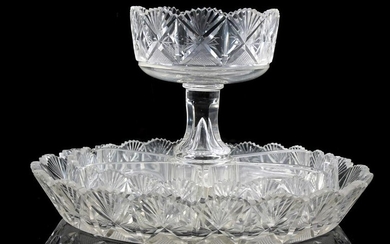 Crystal cut hors d oeuvre bowl