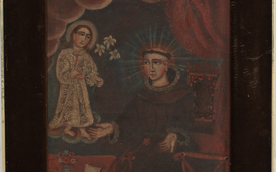 Cuzco School, 19th c. St. Anthony of Padua, oil