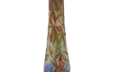 DAUM NANCY - CAMEO GLASS VASE. A cameo glass vase of slender...