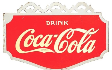 DRINK COCA-COLA PAINTED METAL FLANGE SIGN