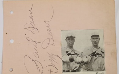 Daffy & Dizzy Dean Signed Autograph Book Page