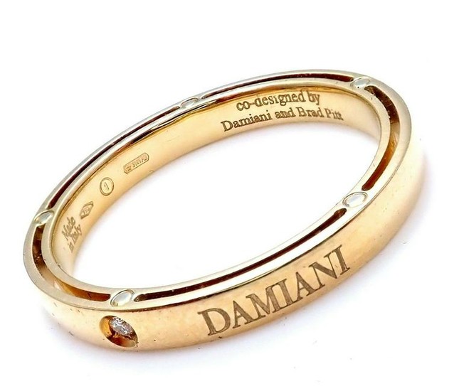 Damiani Brad Pitt 18k Yellow Gold Diamond 3mm Band Ring