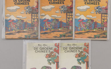 De Groene Chinees. Lot van 5 albums. De eerste druk uit 1955 in goede tot zeer goede staat. Verder nog 4 herdrukken uit
