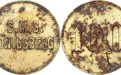 Deutsch-Ostafrika Messingmarke o.J. Wertmarke zu 100 Pfennig. S.M.S. Königsberg. 2...