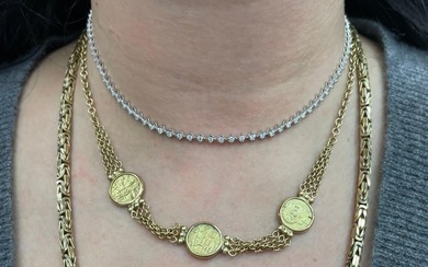 Diamond Choker Necklace 1.52 Carats 14 Karat White Gold G-H VS2-SI1 Adjustable