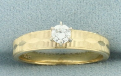 Diamond Solitaire Engagement Ring in 14k Yellow Gold