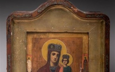 ECOLE RUSSE du XIXème siècle. Vierge à l'Enfant...