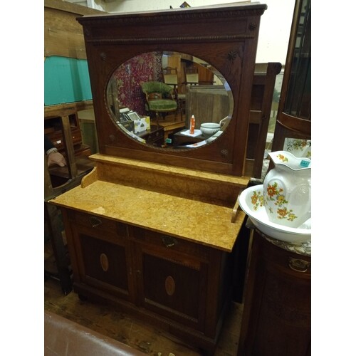 Early 20th Century Belgian Oak Mirrorback Side Cabinet with ...