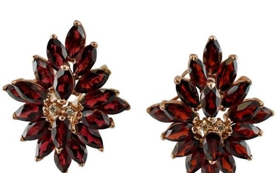 Earrings Garnet Diamond Earrings 14K Rose Gold Omega