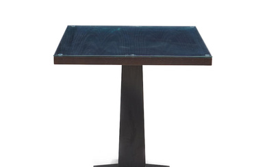 Ebonized-oak Pedestal Dining Table with Glass Top Late 20th/early 21st...