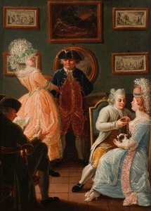 École ANGLAISE vers 1790 Dans le salon Toile 47 x …