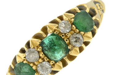 Edwardian 18ct gold emerald & diamond ring
