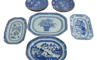 Eight Piece Group to include four Chinese blue and