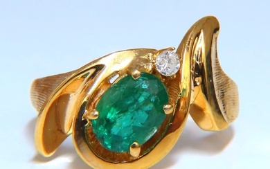 Emerald Diamond Ring 14kt 1.15ct Natural Mod Deco