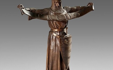 Emmanuel FREMIET (1824-1910) "Credo" Bronze à patine brun nuancé. Signé et numéroté 889. Sur socle...