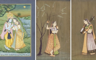 Ensemble de trois miniatures indiennes