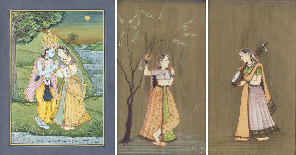 Ensemble de trois miniatures indiennes