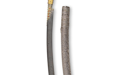 Epée Ottomane en acier à poignée en ivoire marin serti...