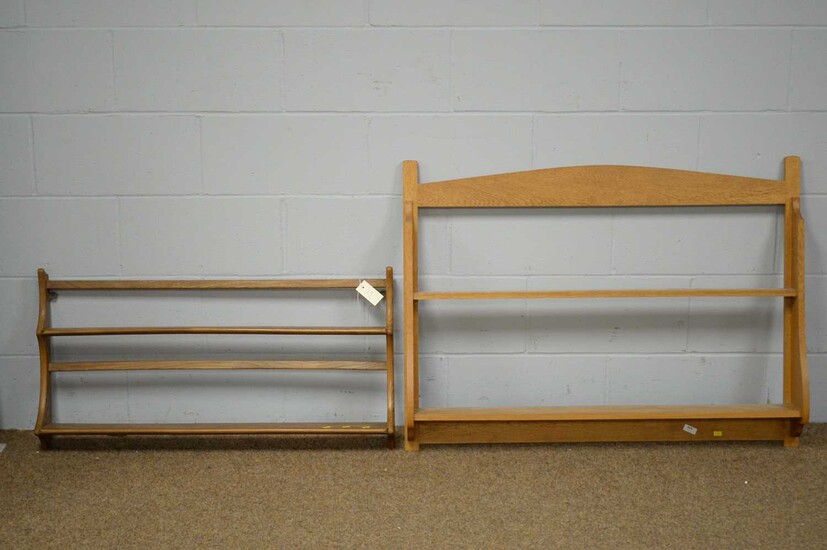 Ercol wall shelves; and another set of shelves