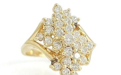 Estate Diamond Cluster Cocktail Statement Ring 14K Yellow Gold .81 CTW, 8.93 Gr