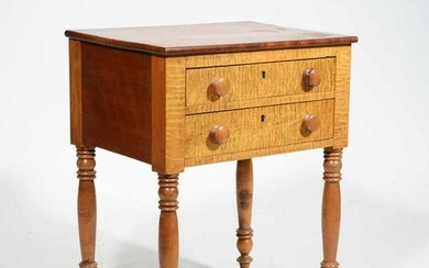 FEDERAL TIGER MAPLE TWO DRAWER STAND CA. 1830.