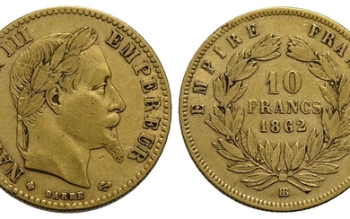 FRANCIA . Napoleone III (1852-1870) . 10 Franchi. 1862 BB...