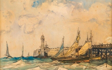 FRANK-WILL (1900-1951), "Ship at the Arrival of a...