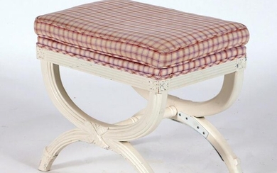 FRENCH PAINTED STOOL LOOSE CUSHION DIRECTOIRE