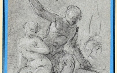 Figure sketch. 1st half 18th c Drawing, black chalk, heightened with white, 16,2 x 17,7...