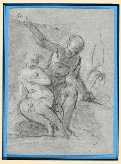 Figure sketch. 1st half 18th c Drawing, black chalk, heightened with white, 16,2 x 17,7...