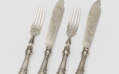 A 12-piece set of fish knives and forks - Probably Russia, late 19th century