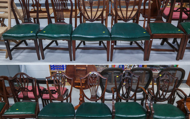 Five Pairs of English Mahogany Side Chairs