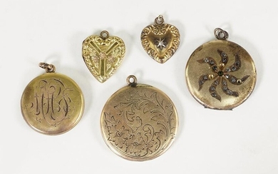 Five Victorian Goldfilled Lockets.