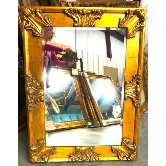 Florentine Style Carved Wood & Gilt Beveled Mirror