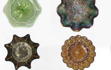 Four [4] Assorted Vintage Carnival Glass Bowls