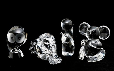 Four Steuben Crystal Animal Figures Incl Great Koala