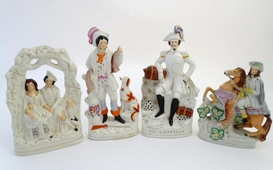 Four large Victorian flatback Staffordshire figures, to