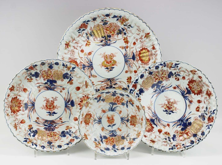 Four round Chinese imari bowls