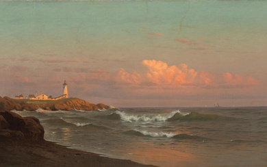 Francis Augustus Silva (1835-1886) Cuttyhunk Light 20 x 36 1/8...